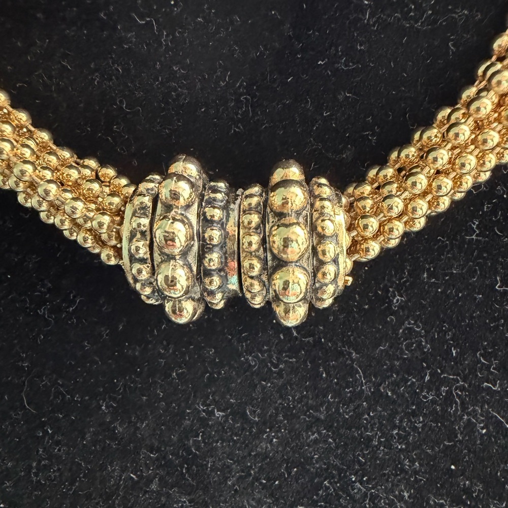 Vintage Joseph Esposito Stocko Matte GoldTone Multi-Chain Torsade Necklace - Picture 3 of 7